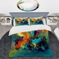 thumbnail image 2 of Designart "Transcendent Liquid Ink Orange and Blue II" Abstract Marble Bedding Covert Set - Modern Orange Abstract Bed Set With 2 Shams, 2 of 6