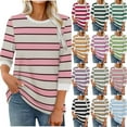 thumbnail image 5 of Fancifize Women Striped Tops 3/4 Sleeve Crew Neck Blouse Color Block Shirt Casual Loose Fall Fashion Outfits, 5 of 5