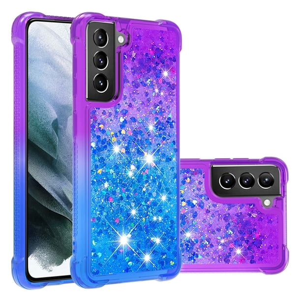 Funda para Samsung Galaxy S21 Plus 5G Transparente con Brillos Carcasa Protectora Antigolpes con Glitter Brillante