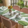 thumbnail image 3 of Green Leaves Table Cloths for 8 Foot Rectangle Tables, Tropical Summer Botanical Watercolor Elegant Leaf Patio Waterproof Elastic Fitted Tablecloths, Washable Rectangular Table Cover for Camping, 3 of 8