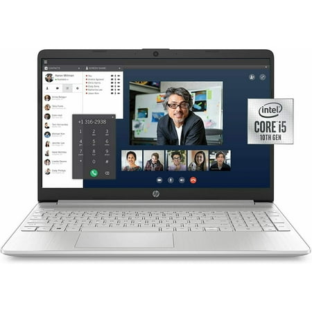 HP 15-inch FHD Laptop, 10th Gen Intel Core i5-1035G1, 8 GB RAM, 256 GB Solid-State Drive, Windows 10 Home (15-dy1036nr, Natural Silver) Notebook PC Computer