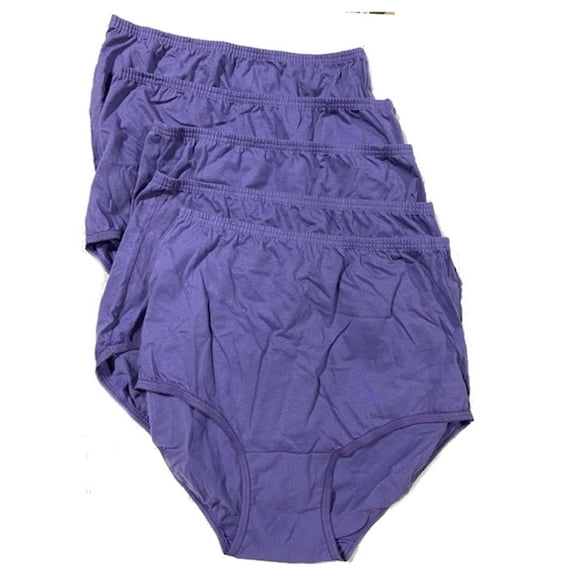 5 Pack Vanity Fair Women's Perfectly Yours Classic Cotton Brief Panties 15320, Charcoaol Blue, 10/XXXL