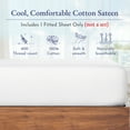 thumbnail image 2 of California Design Den King Fitted Sheet Only, Softest 400 Thread Count 100% Cotton Sateen, Deep Pocket, All-Around Elastic, Side Indicators - Bright White, 2 of 7