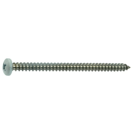 

#8 x 2-1/2 White 18-8 Stainless Phillips Pan Sheet Metal Screws (10 pcs.)