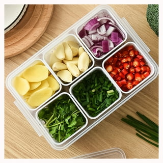 Divided Tray with Lid Sealed Sectioned Fruit Snack Serving Platter Vegetable Storage with 5 Compartments Snackle Box Charcuterie Container Fridge