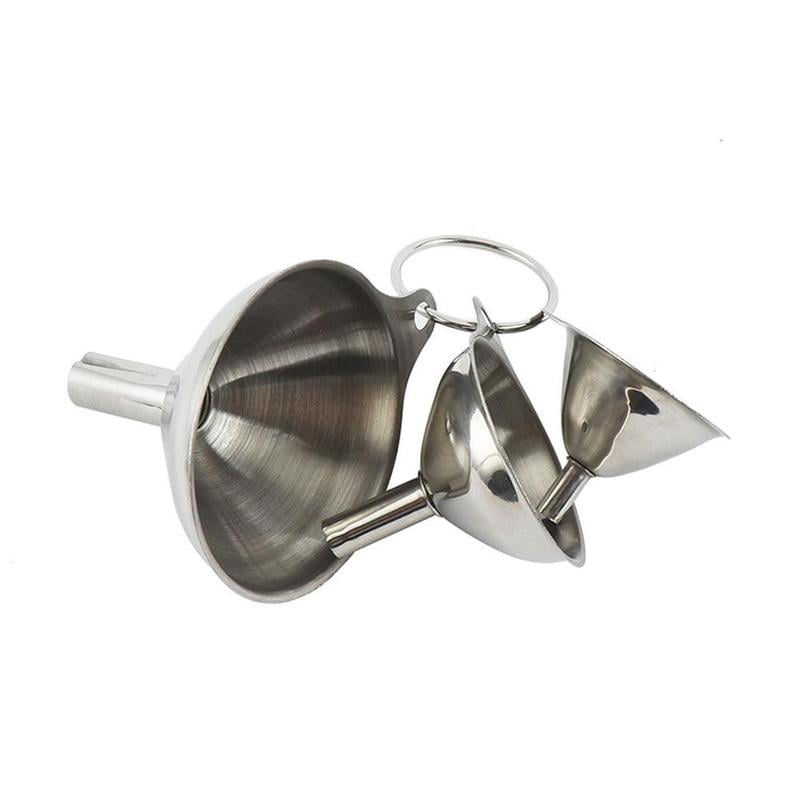 3pcs/set NEW Stainless Steel Mini Funnel Small Metal Portable Funnels Tool Chic 