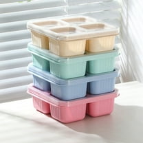 COM1950s 4 Pack Bento Box,4 Compartment Food Storage Containers with Sauce Cups,Reusable Microwave Dishwasher Safe Lunch Containers,6X6X2 Inch Snack Box Set