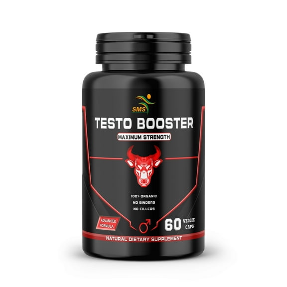 Testo Booster Dietary Supplement - Supports Men's Health & Vitality with Tongkat Ali, Tribulus, Black Ginseng & Fenugreek, Vegetarian, 60 Veggie Capsules