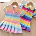 thumbnail image 4 of Kids Toddler Baby Girls Rainbow Dress Cute Bunny Decoration Dress Short Sleeve Princess Dress, 4 of 5