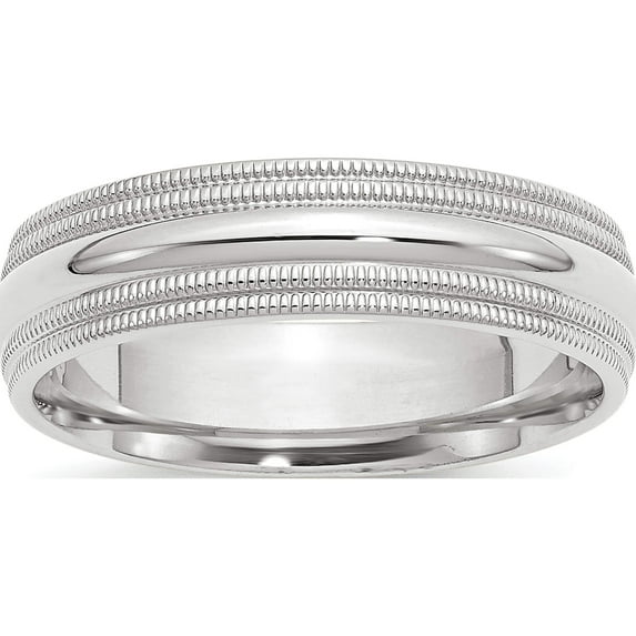 10K White Gold 10Kw 6mm Double Milgrain Comfort Fit Band Size 4.5 Made In United States 1wdmc060-4.5