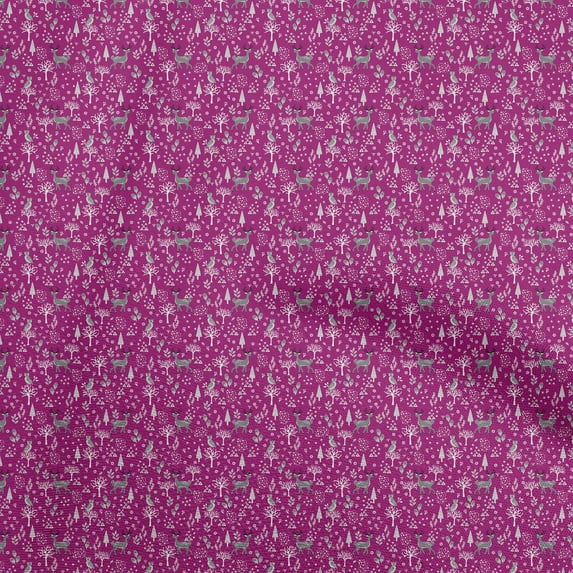 oneOone Cotton Poplin Twill Dark Magenta Fabric Animal Quilting Supplies Print Sewing Fabric By The Yard 56 Inch Wide