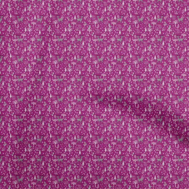 oneOone Viscose Chiffon Dark Magenta Fabric Animal Sewing Material Print Fabric By The Yard 42 Inch Wide