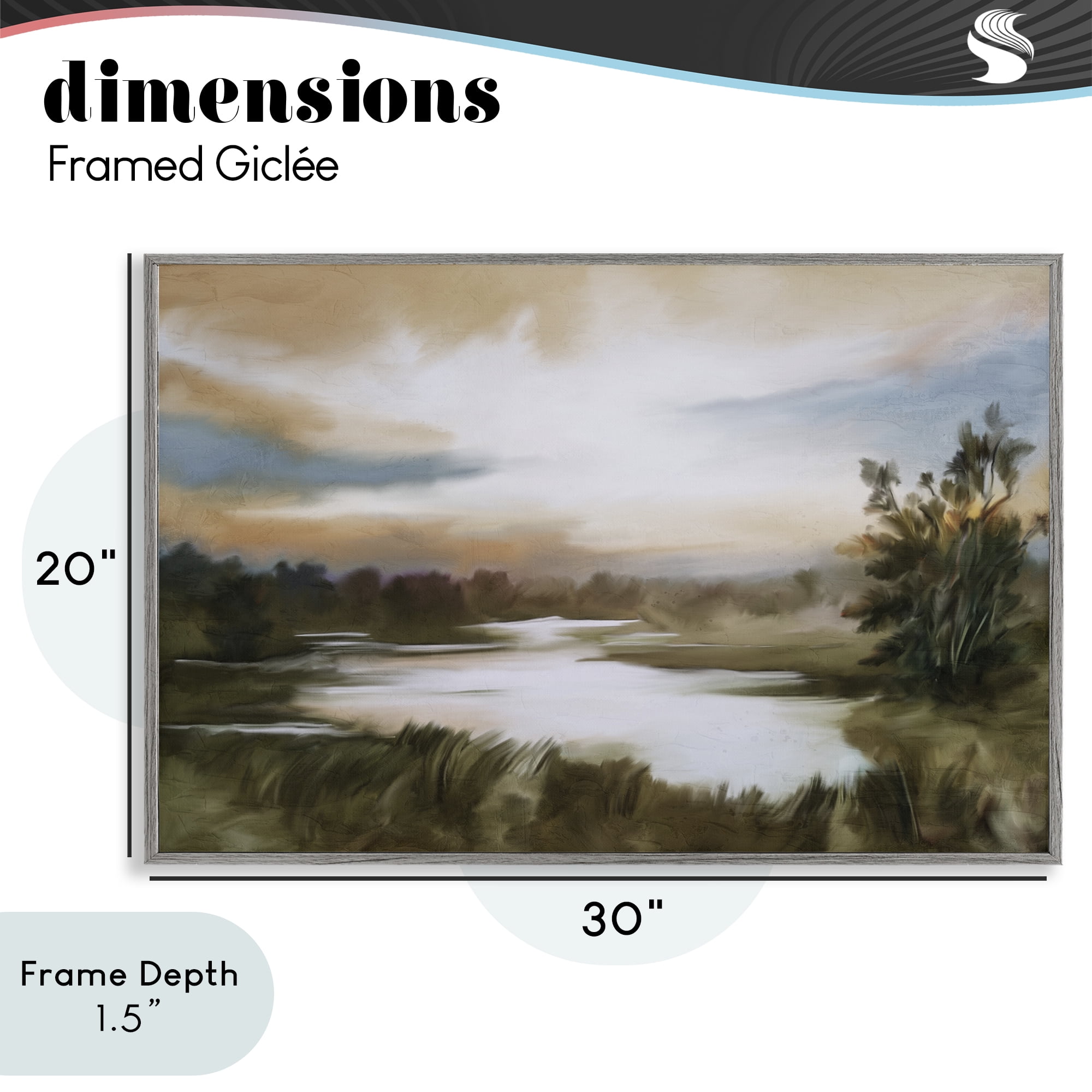 Stupell Industries Sunset Pond Countryside Gray Framed Giclee Art, design by Kim Allen