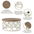 thumbnail image 7 of COZAYH Farmhouse Coffee Table, Distressed Tray Top Table with Curved Motif Frame Base for Boho, Rustic, French Country Decor, Round, White, 7 of 7