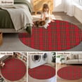 thumbnail image 6 of Red Green Checkered Round Area Rug 6 FT, Non Slip Bedroom Area Rug, Christmas Red and Green Plaid Washable Soft Circular Carpet Non-Shedding Floor Mat for Kitchen Dining Room Home Office Kids Room, 6 of 9