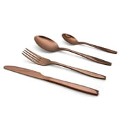 Elyon Tableware 16-Piece Reflective Copper Colored Flatware Set, Stainless Steel, Service For 4