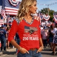 thumbnail image 4 of Trgacdwlo S-5XL Womens 250th Anniversary USA Shirt We the People V Neck 3/4 Sleeve Patriotic Shirts for Women Independence Day 1776-2026 4th of July Shirts Women, 4 of 5