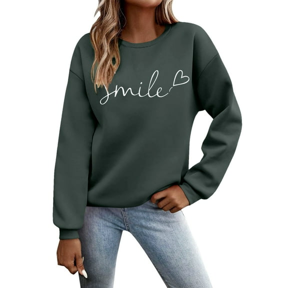 Bibifish Womens Sweatshirts Graphic Long Sleeve Crewneck Sweatshirts Funny Letter Printed Daily Home Outdoor Workout Pullover Tops