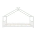 thumbnail image 6 of Harper & Bright Designs Twin Size Floor House Bed, Wood Montessori House Bed Frame with Fence, Playhouse Tent Bed with Roof, White, 6 of 10