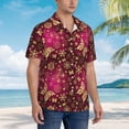 thumbnail image 3 of Fuzoiu Golden Snowflakes And And Butterflies Print Hawaiian Shirt for Men, Summer Beach Casual Short Sleeve Button Down Shirts, Men’s Beach Summer Shirts with Pocket,X-Large, 3 of 7