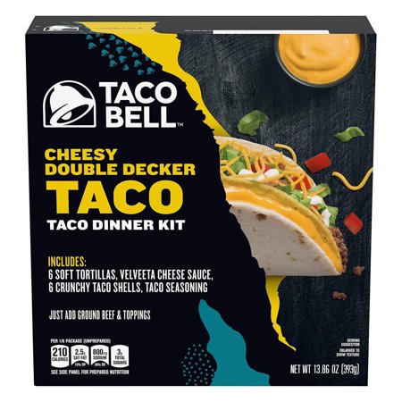 Taco Bell Cheesy Double Decker Taco Dinner Kit, 13.86 Oz Box (Pack of 8) for Parties, Movie Night Perfect for Everyone
