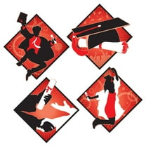 Party Central Club Pack of 48 Red and Black Graduation Cutout Party Decors 16"