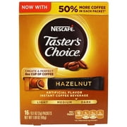 Nescafe Tasters Choice Hazelnut Medium Dark Roast Instant Coffee, 16 ct
