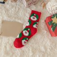 thumbnail image 5 of Christmas Stockings Cute No Show Socks Crew Fall Fashion Fuzzy Fuzzy Long Socks Blackish Green, 5 of 7