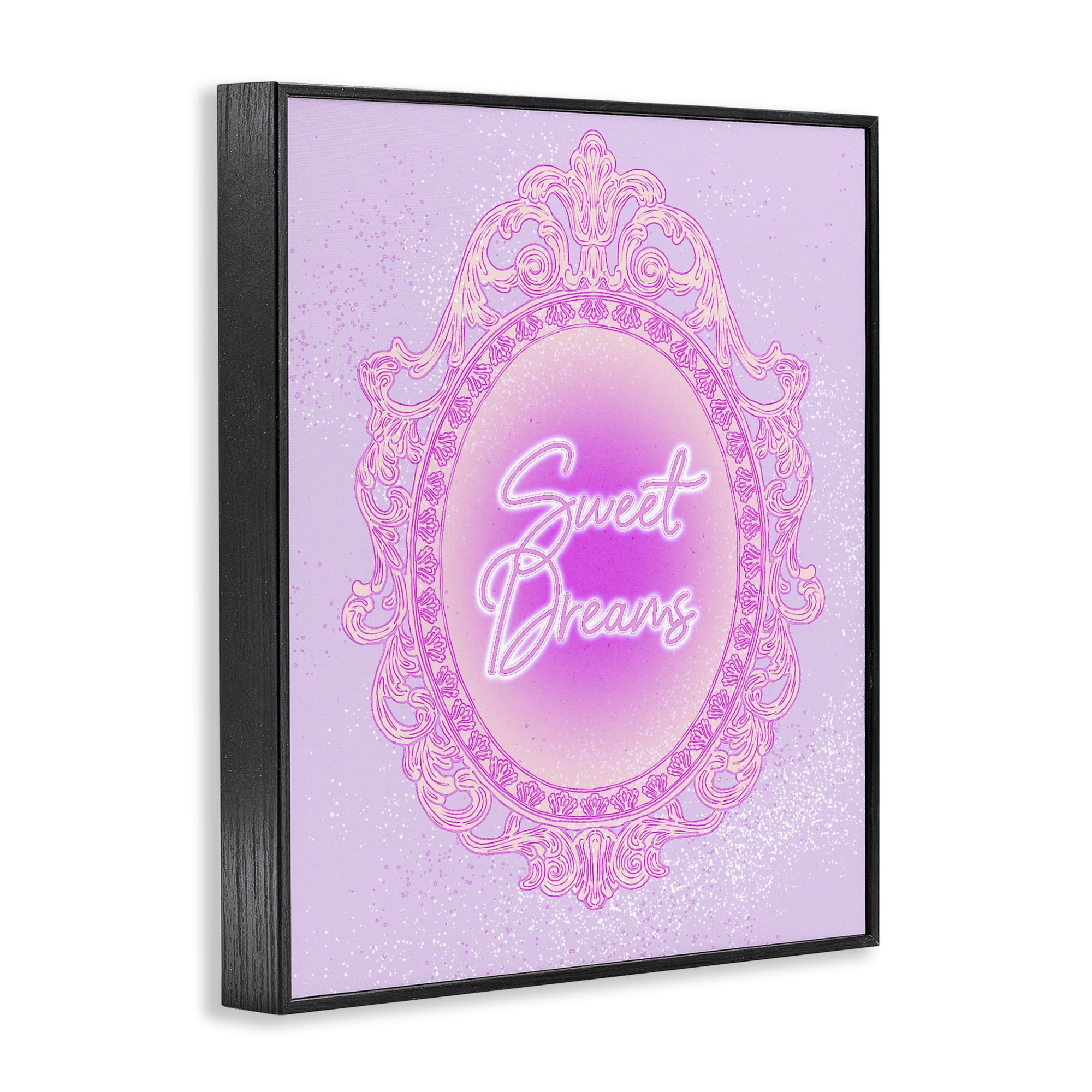 Stupell Industries Sweet Dreams Ornate Mirror Black Framed Giclee Art, design by Ziwei Li