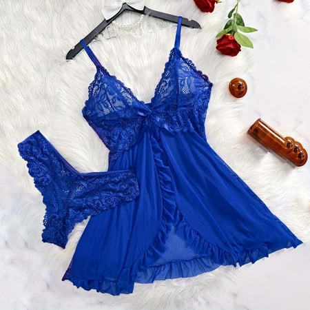 Women s Exotic Nightgowns Womens Babydoll Dress Blue Lingerie Set For Women Lace Lingerie For Women Bridal Lingerie For Women