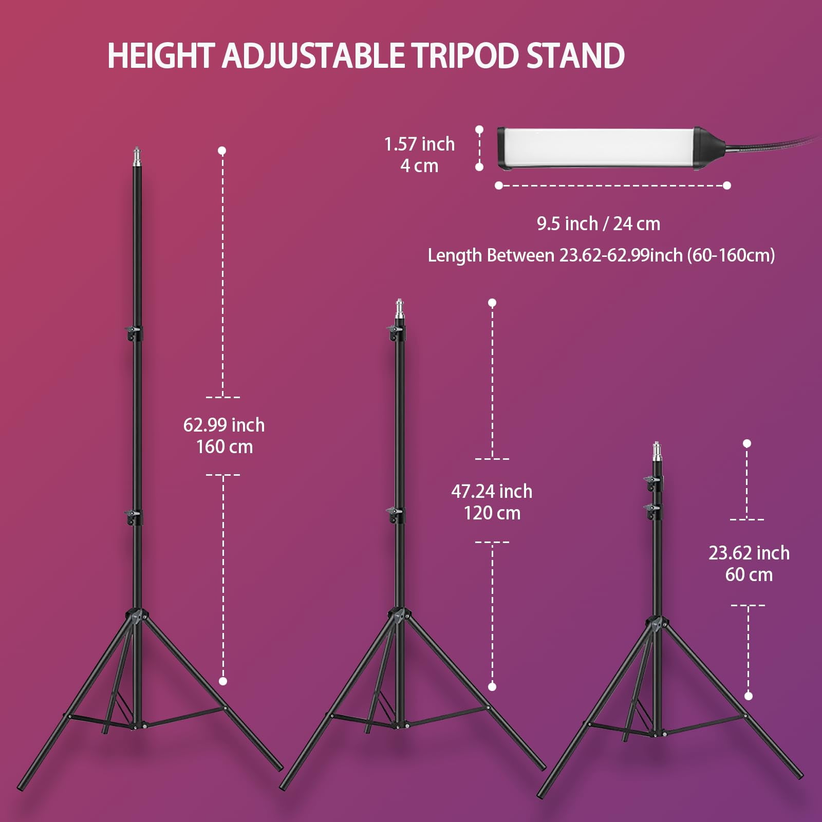 Four-arm RGB LED Photography Light, Equipped with Tripod Stand,Photography Bag,36 PCS Color gels, Suitable for Live Streaming,Video Recording,Eyebrow Embroidery,Makeup,Tattoo,Lash,YouTube Videos