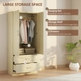thumbnail image 4 of HOMCOM Wardrobe Closet with Hanging Rod, Clothes Storage Organizer, Oak, 4 of 10