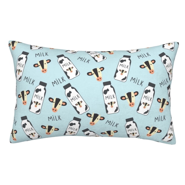 Balery Milk Bottles And Cow Head Funda de Cojín Estampada, Regalos para Mujeres, Regalos de Amor para Ella, Regalos para Novia o Esposa, Funda de Almohada-20"x30"