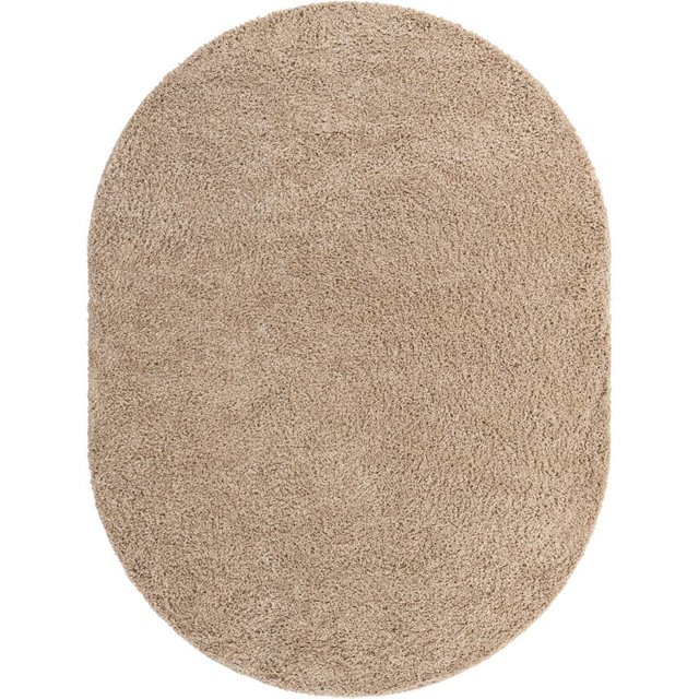 Unique Loom Everyday Shag Plush Area Rug 8' x 10' Oval in Taupe