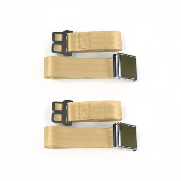 SafeTBoy 661083 Ford Thunderbird 1958-1960 Airplane 2 Point Tan Lap Bucket Seat Belt Kit - 2 Belts
