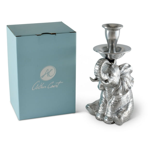 Arthur Court Aluminum Metal Elephant Candle Holders / Candlestick
