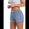 thumbnail image 3 of Pantalones Cortos de Pijama A Cuadros Y2K para Mujer, Bóxers Elásticos, Ropa de Calle Azul M, 3 of 8
