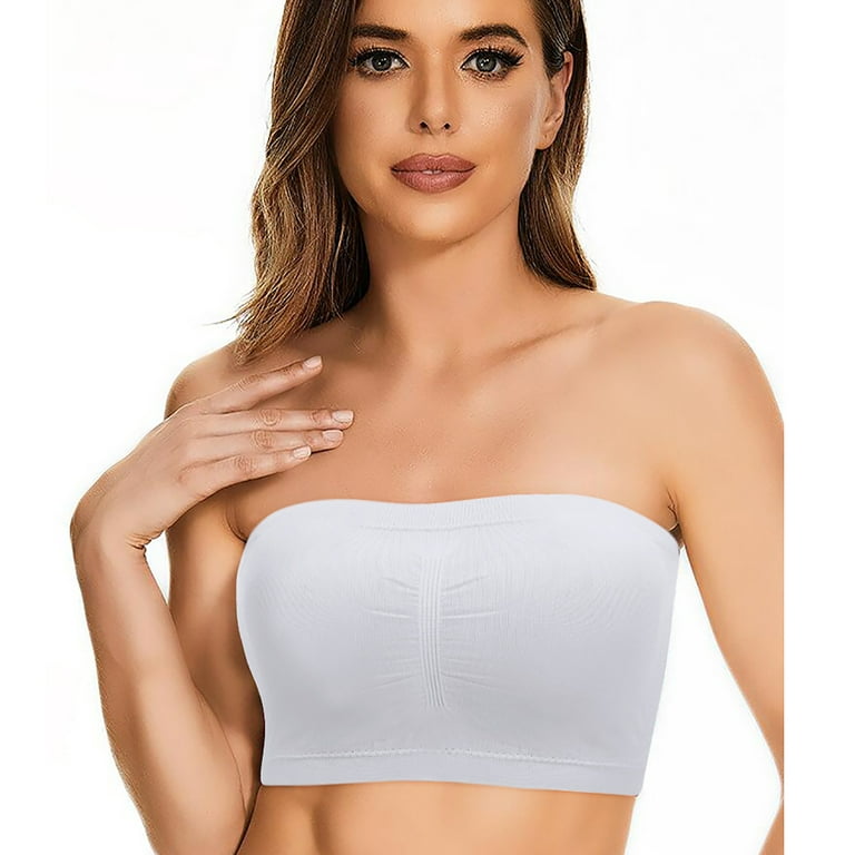 FOCUSSEXY 3-Pack Strapless Tube Tops for Women with Built-in Bra