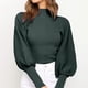 thumbnail image 2 of Gibobby Suéter mujer, Suéter de cuello alto para mujer, de punto trenzado, de color sólido, de punto(Verde,G), 2 of 5