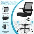 thumbnail image 6 of JONPONY 450LBS Office Drafting Chair, Executive Rolling Swivel Chair with Adjustable Foot Ring and Flip-Up Arms, Comfy Extra Deep W-Shape Thicken Cushion, Breathable Mesh Standing Desk Chair, Black, 6 of 7