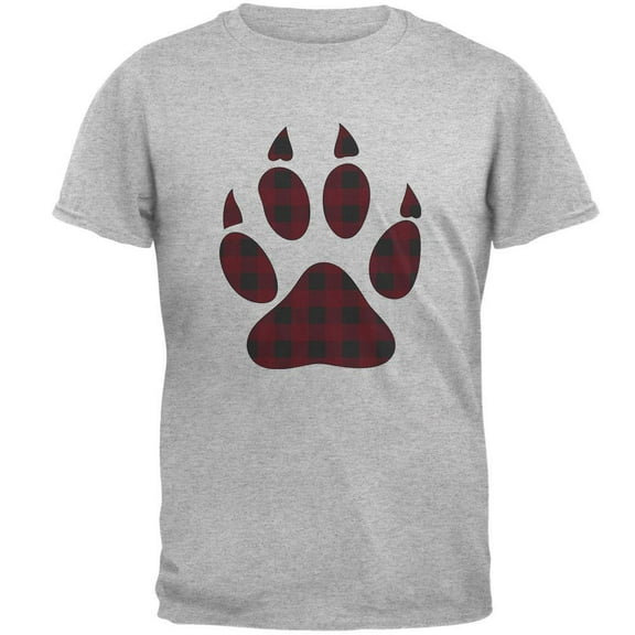Autumn Buffalo Plaid Bear Claw Paw Mens T Shirt Heather SM