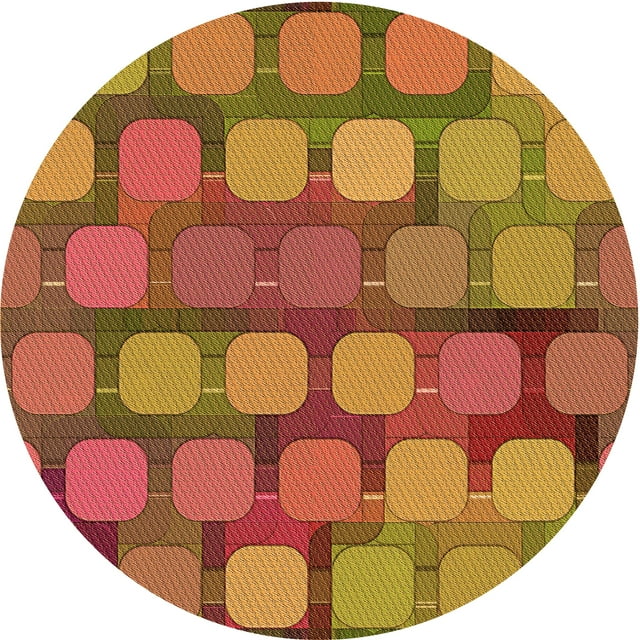 Ahgly Company Tapis d'Intérieur Ronds Transitionnels Lavables à la Machine, Brun Caramel, 3 Pieds Rond