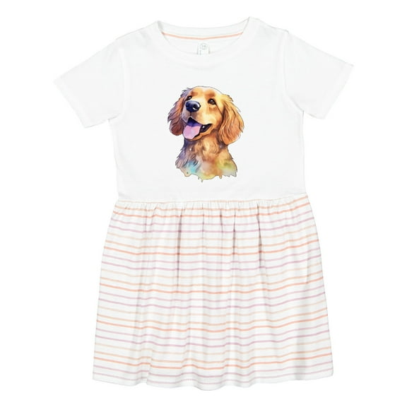 Inktastic Golden Retriever Watercolor Girls Toddler Dress