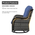 thumbnail image 5 of PARKWELL 5 Pieces Patio Furniture 4-Seat Outdoor Conversation Set with 30" 2 in 1 Propane Fire Pit Table and Deep Seat Swivel Gliders,Gray Wicker and Navy Cushions, 5 of 10