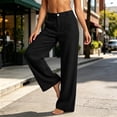 thumbnail image 4 of Women's High Waist Button Wide Leg Pants Loose Casual Trousers With Pockets For All, 4 of 6