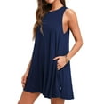 thumbnail image 3 of MLANM Women Summer Casual Swing T Shirt Dresses Beach Cover Up Loose Dress with Pockets, S Navy Blue, 3 of 7
