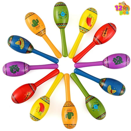 Joyfy 12 Pcs Mexican Fiesta Party Favors Mini Wooden Maracas for Kids,Birthday Baby Shower Cinco De Mayo Taco Tuesday Party Pinata Goodie Bag Stuffers Class Valentines Exchange Gifts