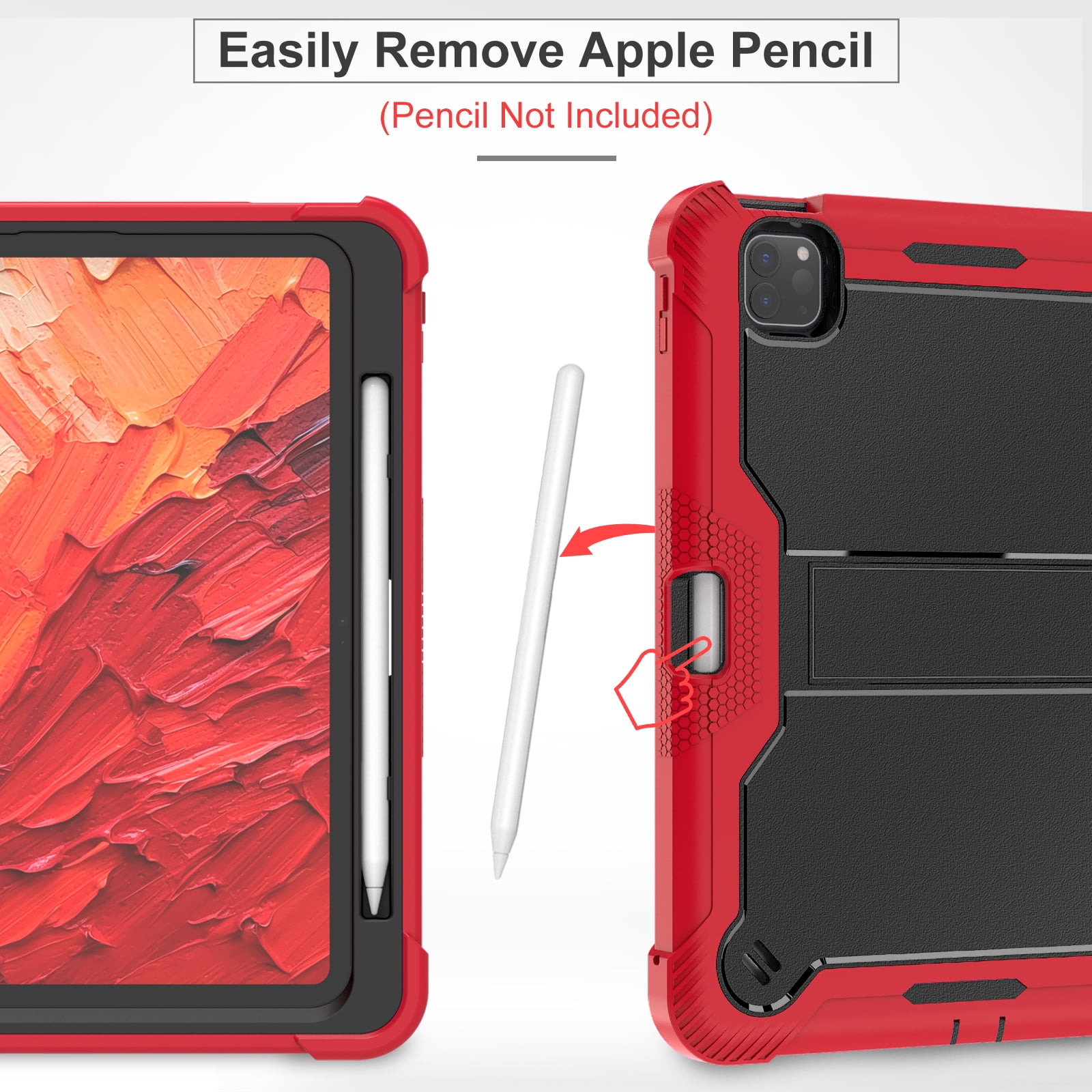 Casetego for iPad Pro 11 Inch Case M4 (2024) 5th Generation with Pencil Holder & Kickstand, Heavy Duty Military Grade Full-Body Shockproof Rugged Protective Cover for iPad Pro 11 Inch M4,Black