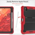 thumbnail image 5 of Case for iPad Pro 11 Inch 5th Generation 2024, Heavy Duty Shockproof Rugged Case with Pencil Holder & Built-in Stand for iPad Pro 11 Inch 2024 Protective Cover for Kids Girls Boys, Red, 5 of 8