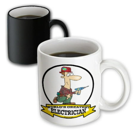 

3dRose Funny Worlds Greatest Electrician II Cartoon Magic Transforming Mug 11oz